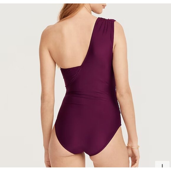 J CREW Asymmetrical Iris Purple One Piece Swimsuit Size 24 NEW New with tags - Picture 2 of 3